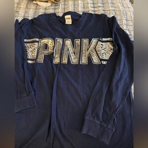 Pink bling long sleeve campus tee